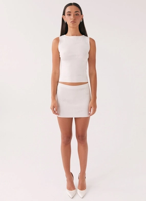 Holly Knit Mini Skirt - White Holly Knit Mini Skirt - White