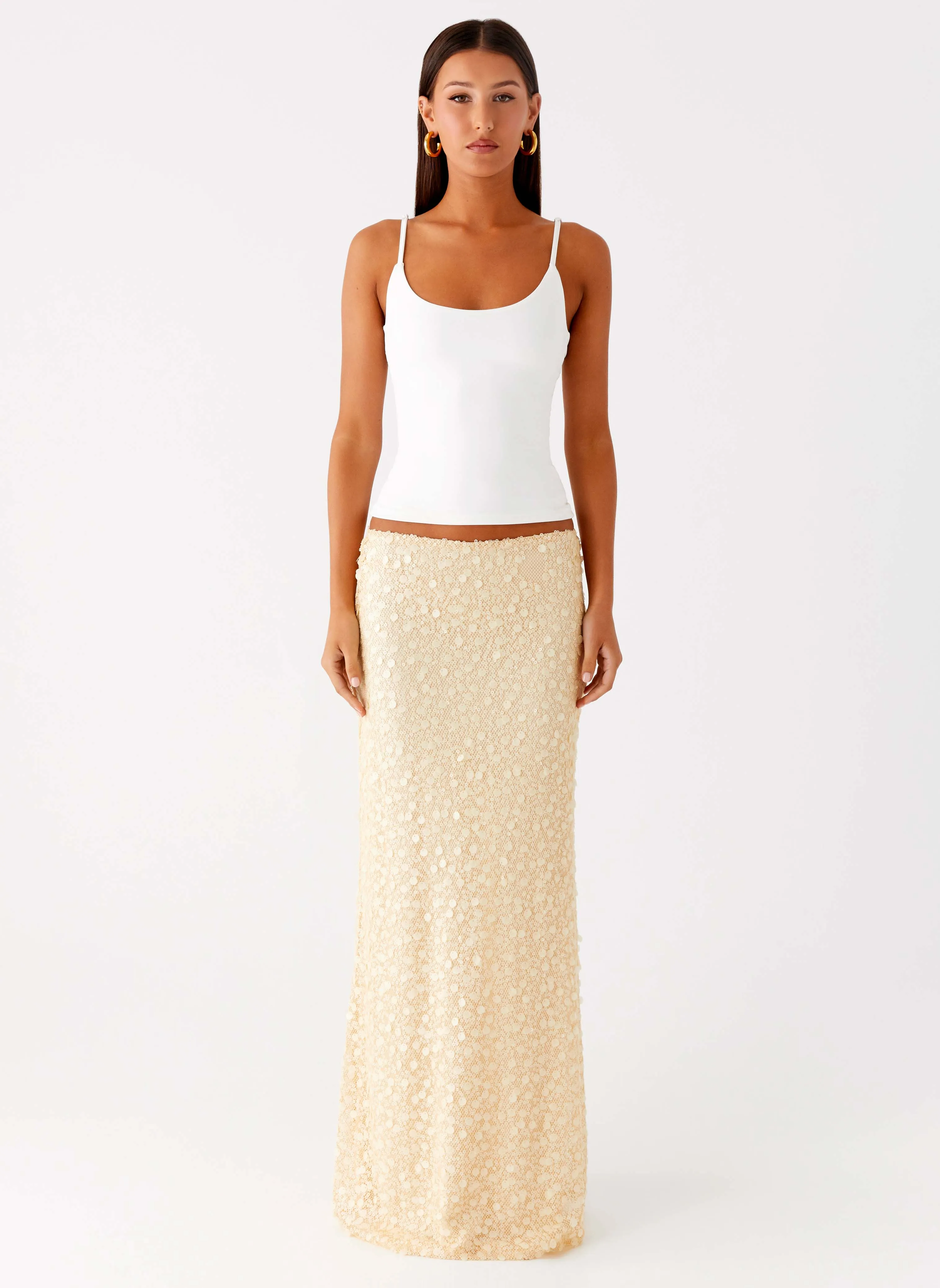 Honestly Sequin Maxi Skirt - Yellow