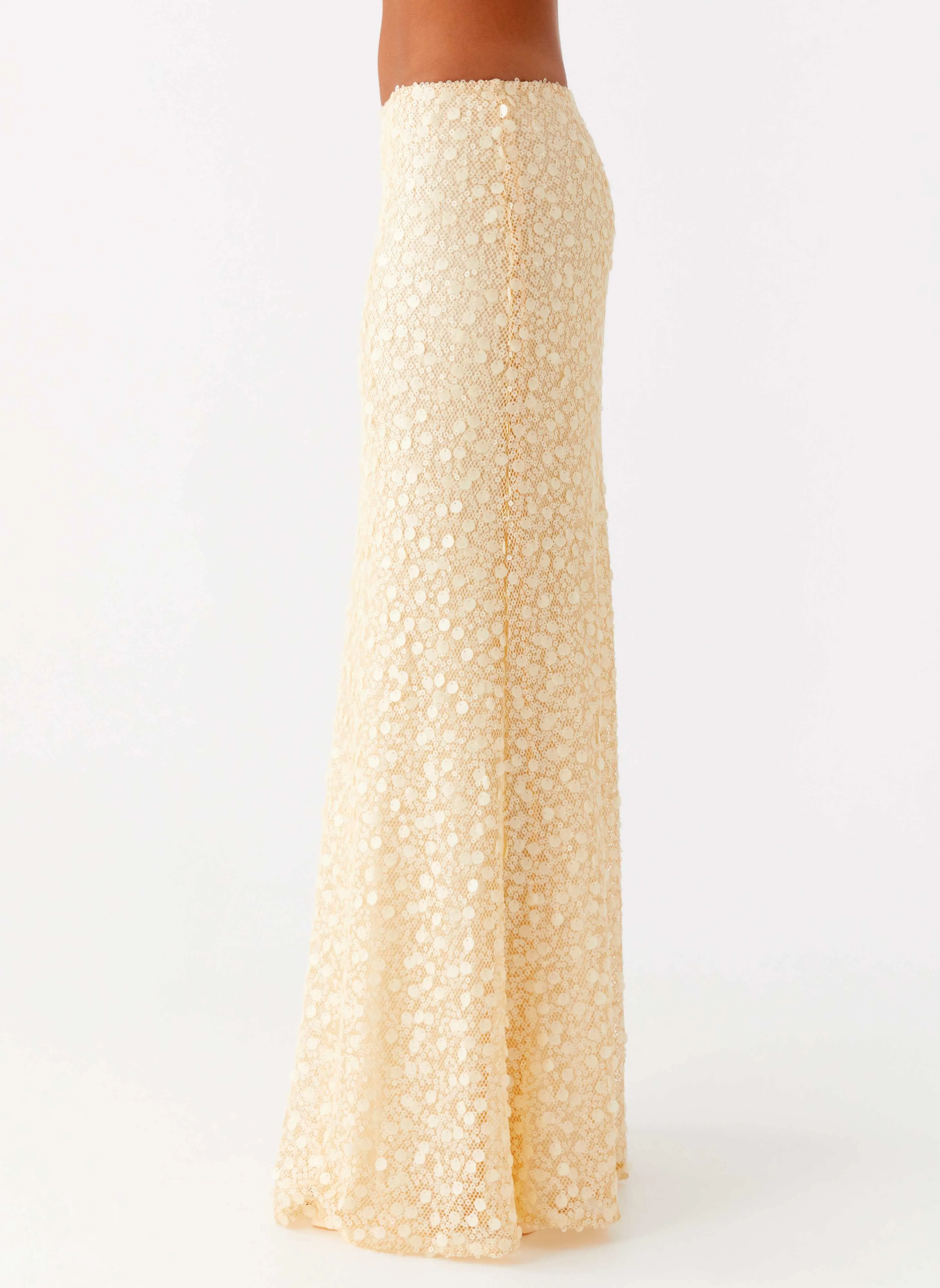 Honestly Sequin Maxi Skirt - Yellow