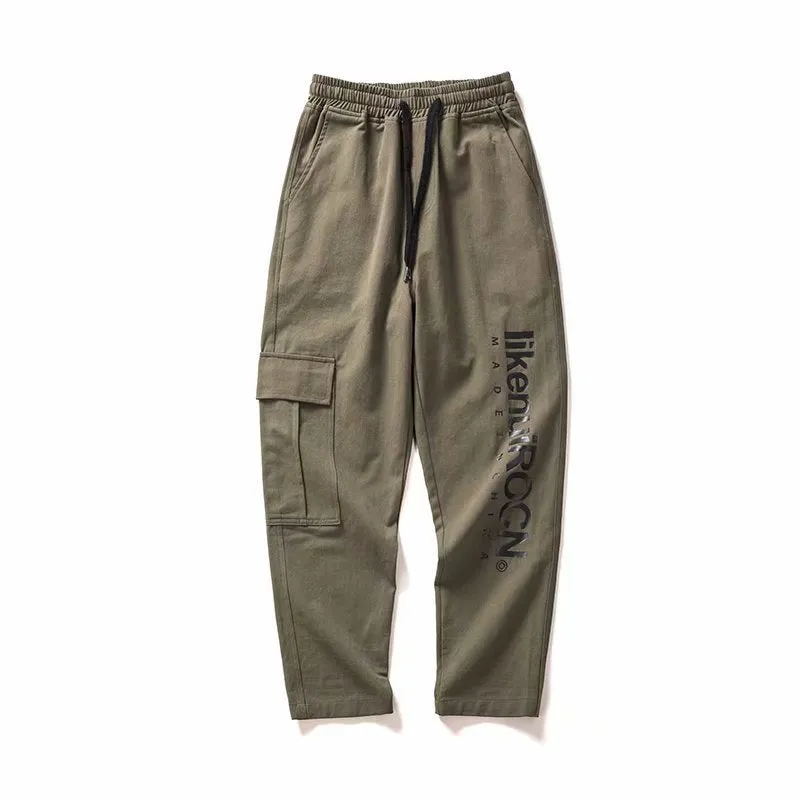 Hong Kong Korean Trendy CHIC Pants Men Japanese Loose Pocket Cargo Pants Jogger Casual Pants
