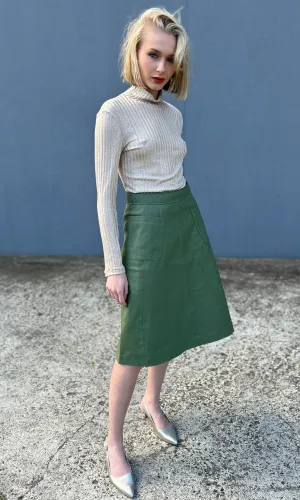 hoss Jules Leather Pocket Skirt - Green