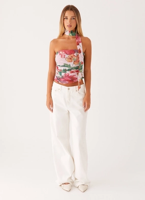 Hot Like Me Scarf Top - Pink Floral Hot Like Me Scarf Top - Pink Floral