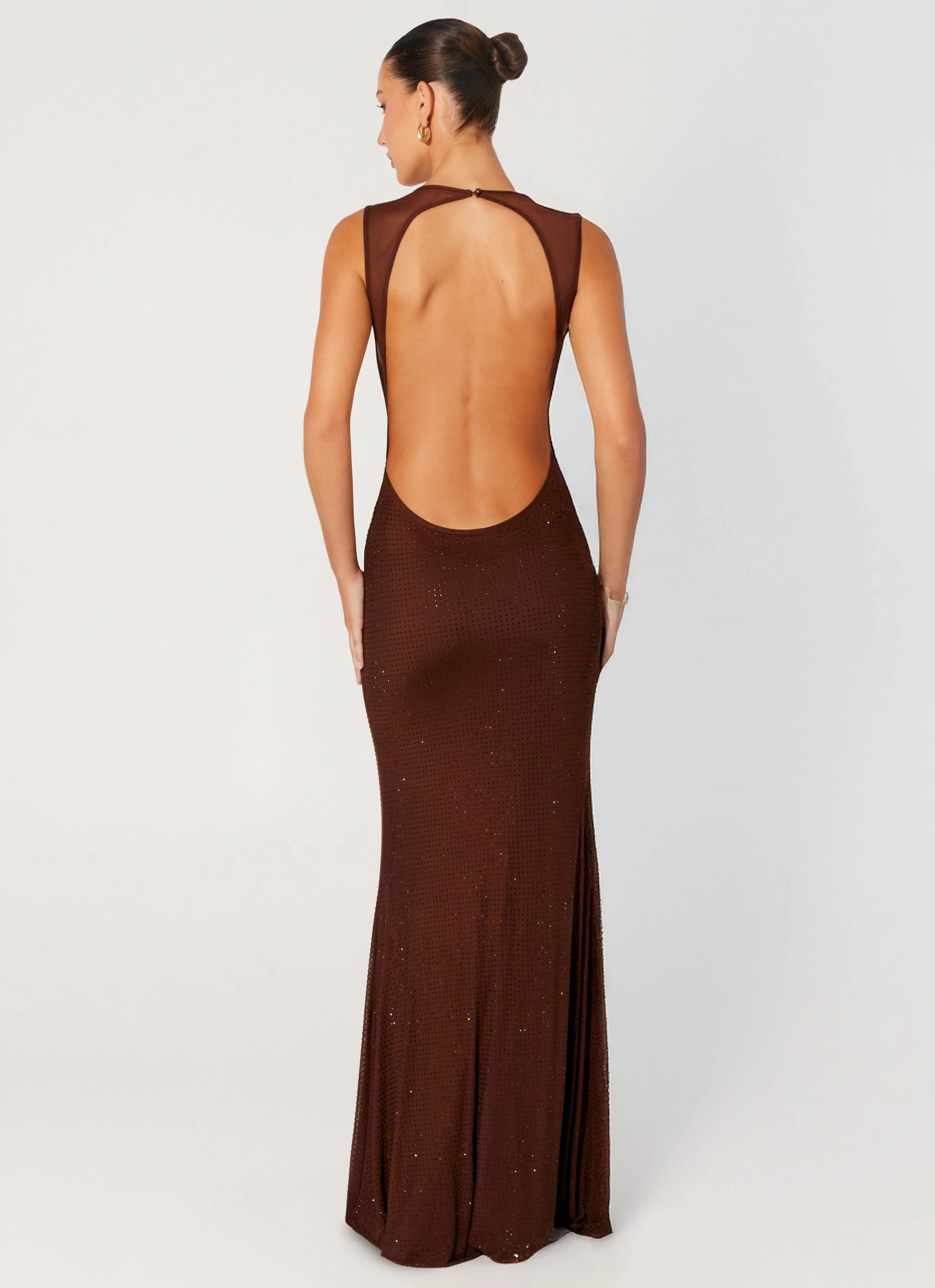 Hot Sequins Maxi Dress - Chocolate