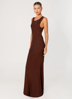 Hot Sequins Maxi Dress - Chocolate Hot Sequins Maxi Dress - Chocolate