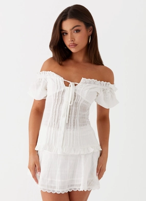 Hundred Percent Puff Sleeve Top - White Hundred Percent Puff Sleeve Top - White