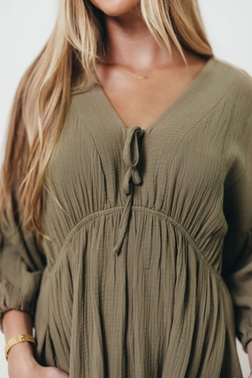 Hunter 100% Cotton Gauze Midi Dress in Green - Bump Friendly Hunter 100% Cotton Gauze Midi Dress in Green - Bump Friendly