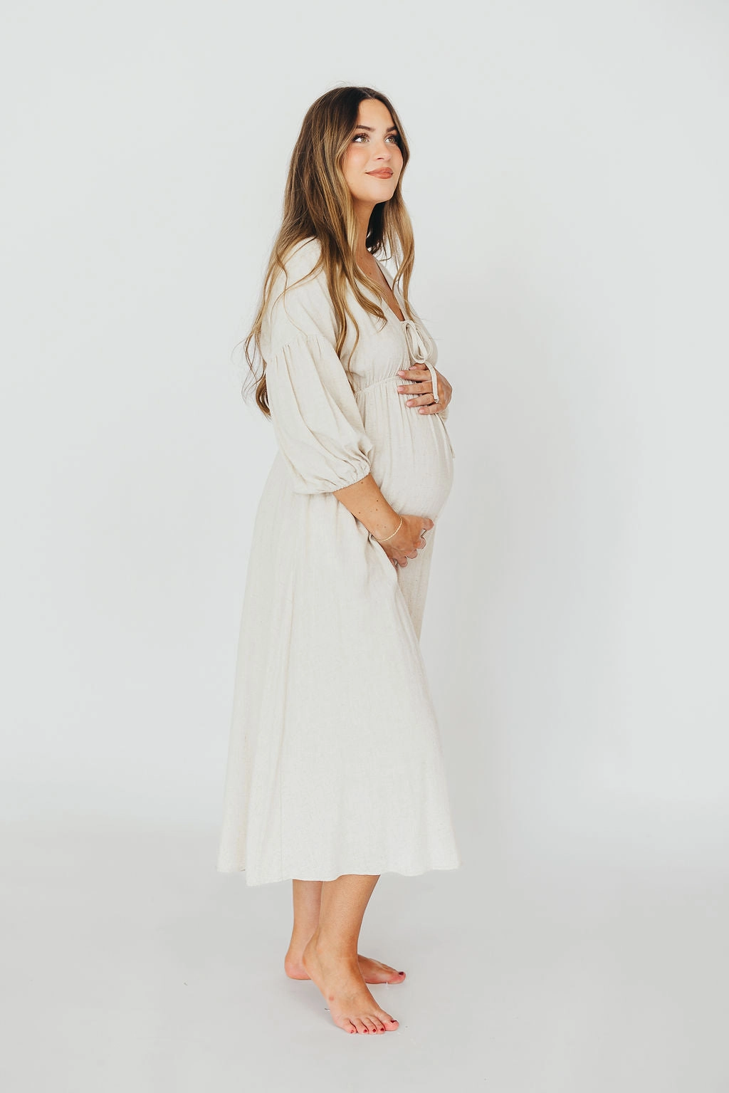 Hunter 100% Cotton Gauze Midi Dress in Soy - Bump Friendly *9/22 PRE-ORDER*