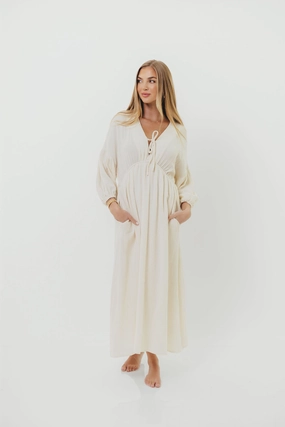 Hunter 100% Cotton Gauze Midi Dress in Soy - Bump Friendly *9/22 PRE-ORDER* Hunter 100% Cotton Gauze Midi Dress in Soy - Bump Friendly *9/22 PRE-ORDER*