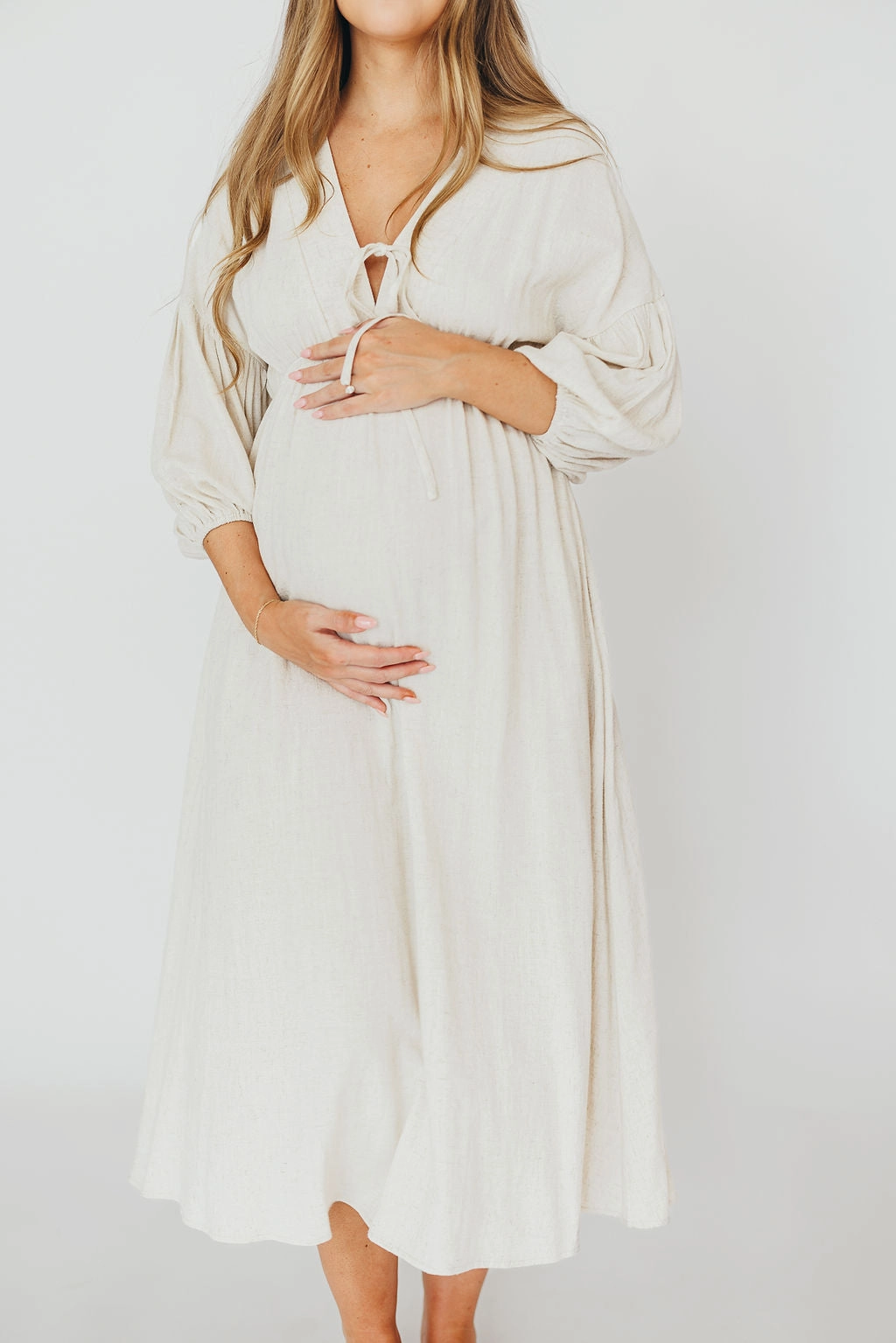 Hunter 100% Cotton Gauze Midi Dress in Soy - Bump Friendly *9/22 PRE-ORDER*