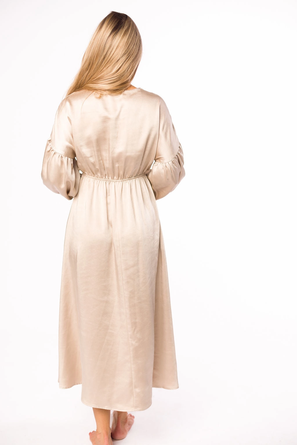 Hunter Premium *Satin* Midi Dress in Champagne - Bump Friendly *Final-Sale*