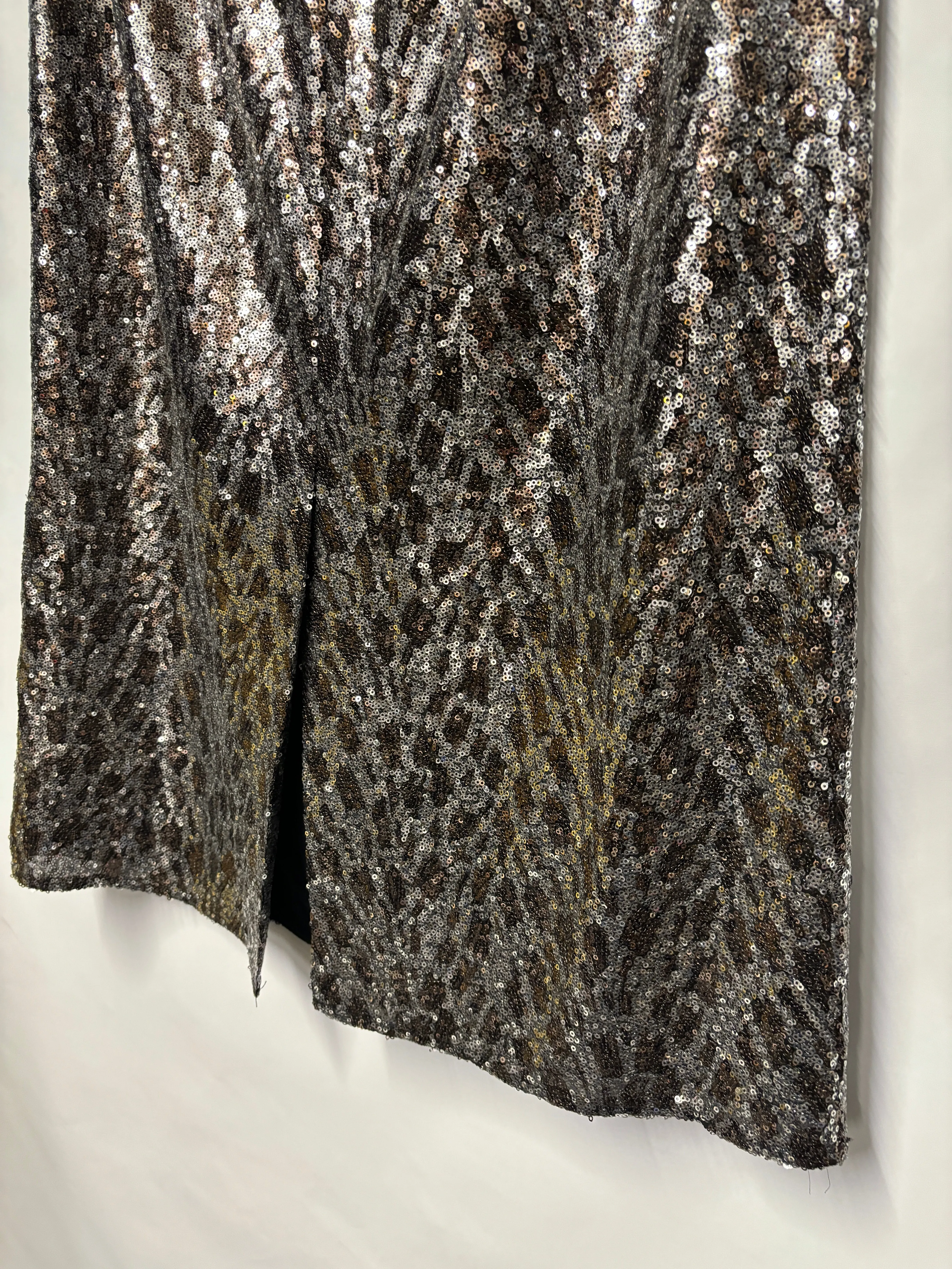 Hush Silver Sequin Pencil Skirt 16 BNWT
