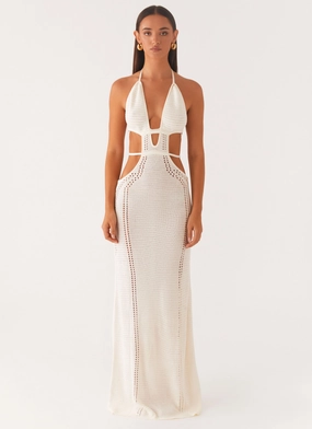 In Motion Cut Out Crochet Maxi Dress - White In Motion Cut Out Crochet Maxi Dress - White