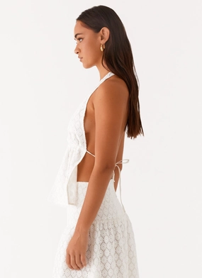 Indiana Halter Tie Top - White Indiana Halter Tie Top - White
