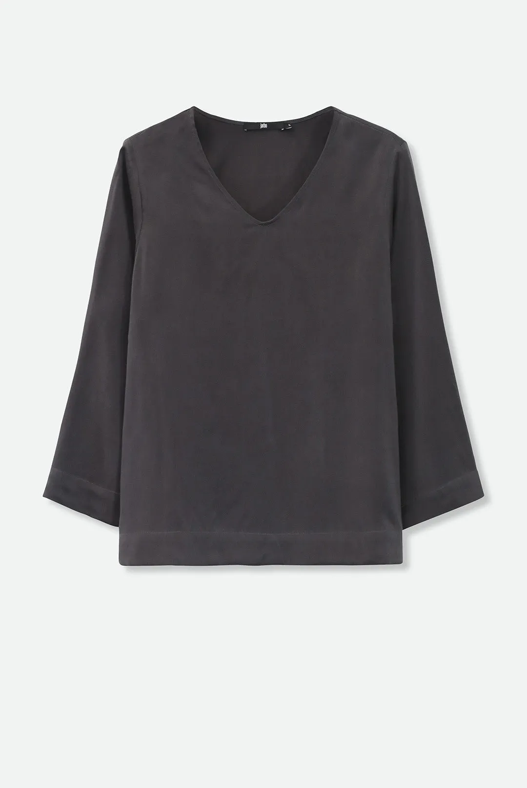 INES V-NECK TUNIC IN GARMENT DYED SILK CHARMEUSE