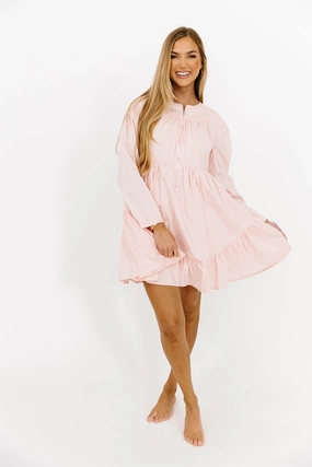 Ines Poplin Mini Dress with Zipper in Pink *Final-Sale* Ines Poplin Mini Dress with Zipper in Pink *Final-Sale*