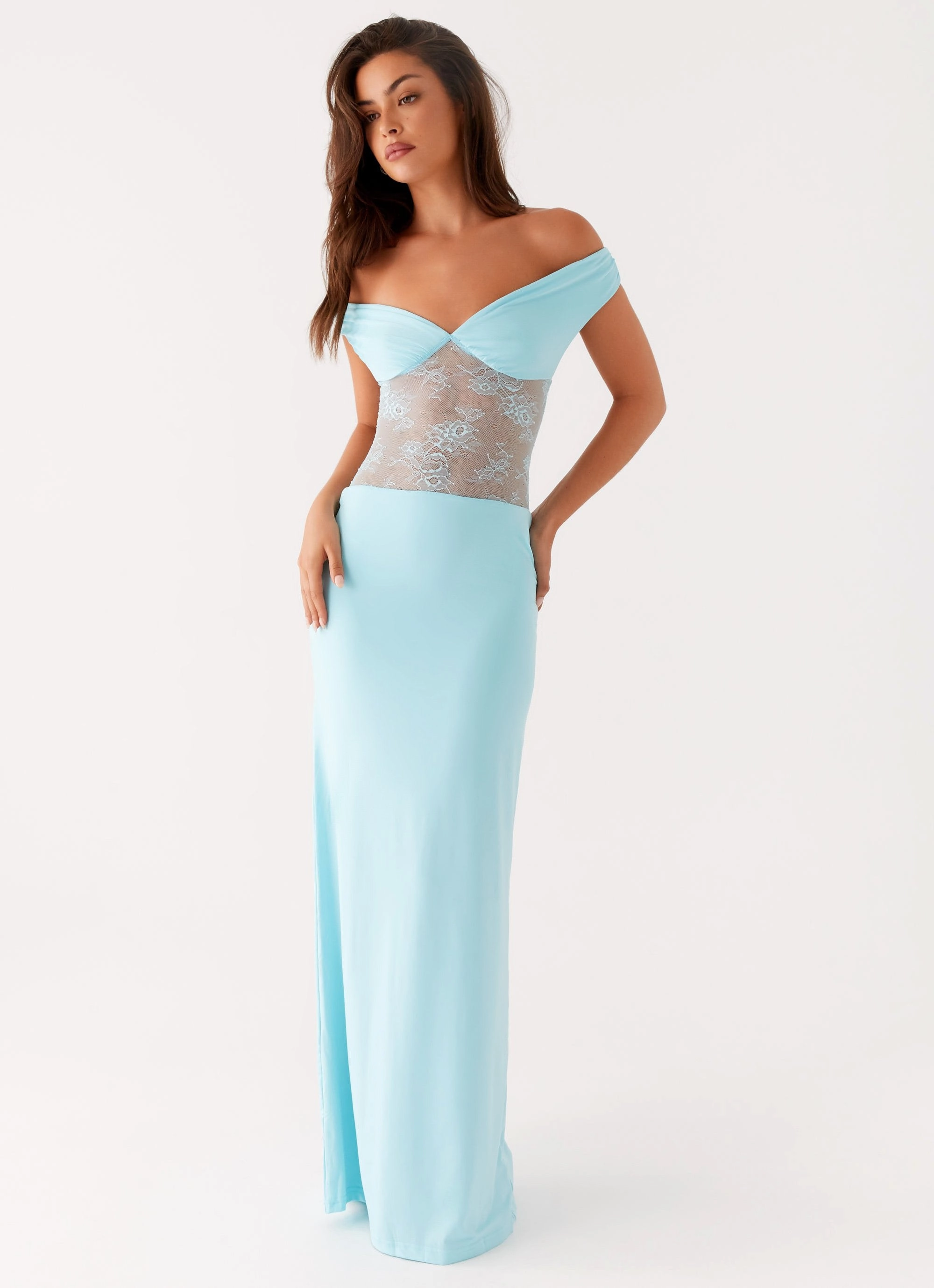 Infatuation Lace Maxi Dress - Turquoise