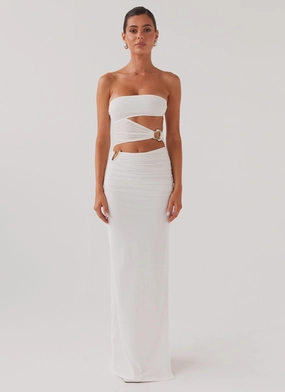 Into Pieces Mesh Maxi Dress - White Into Pieces Mesh Maxi Dress - White