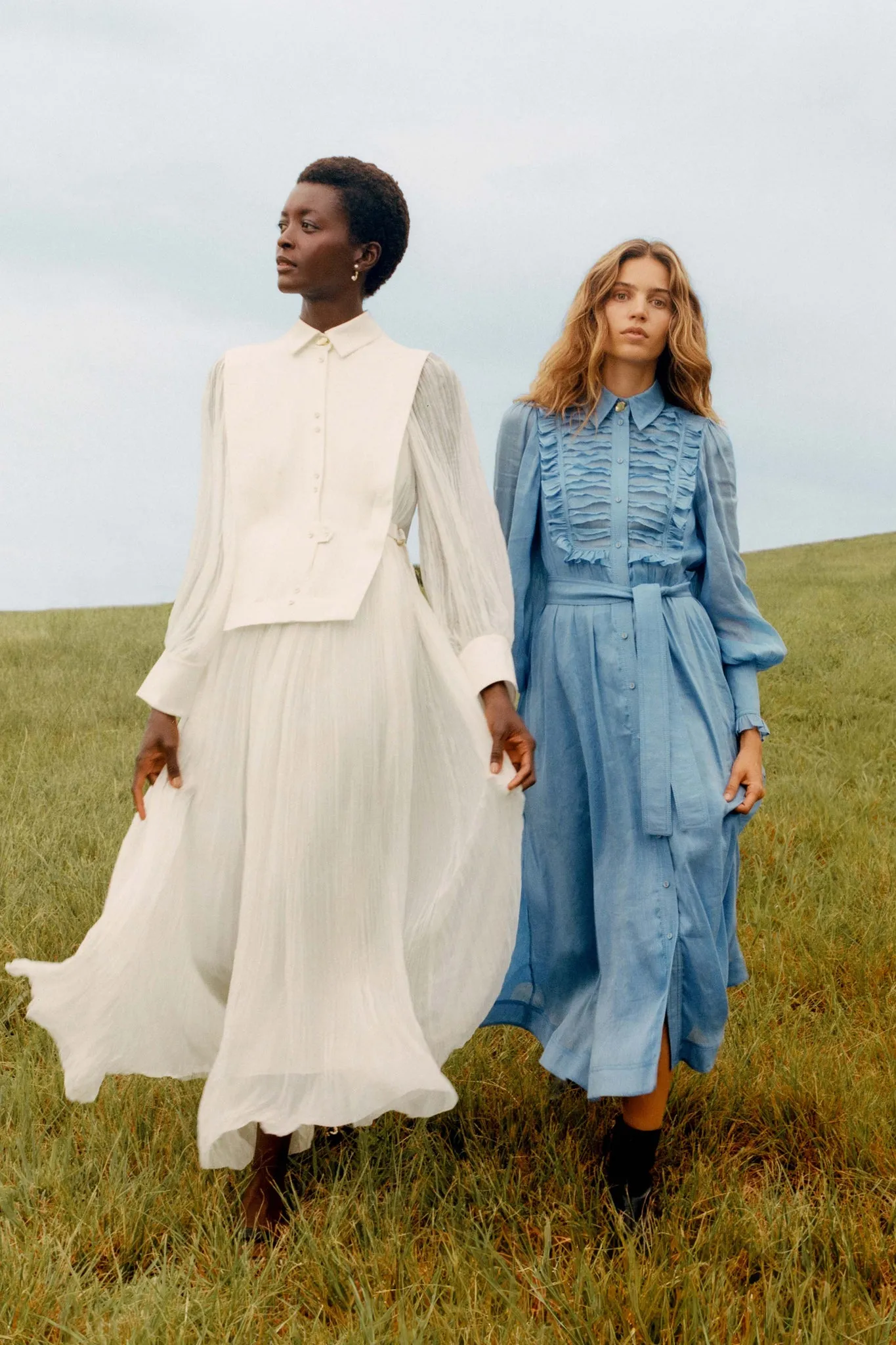 Iris Pleated Bib Midi Dress
