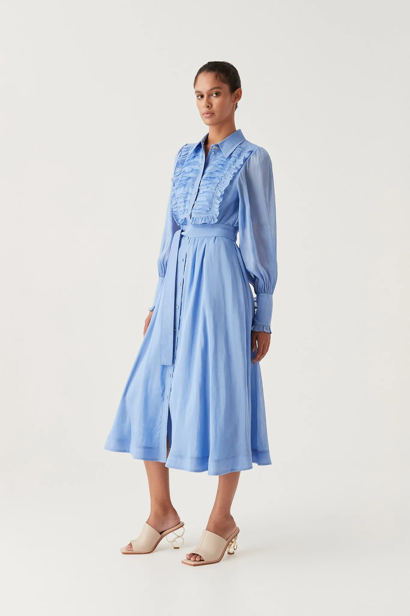 Iris Pleated Bib Midi Dress