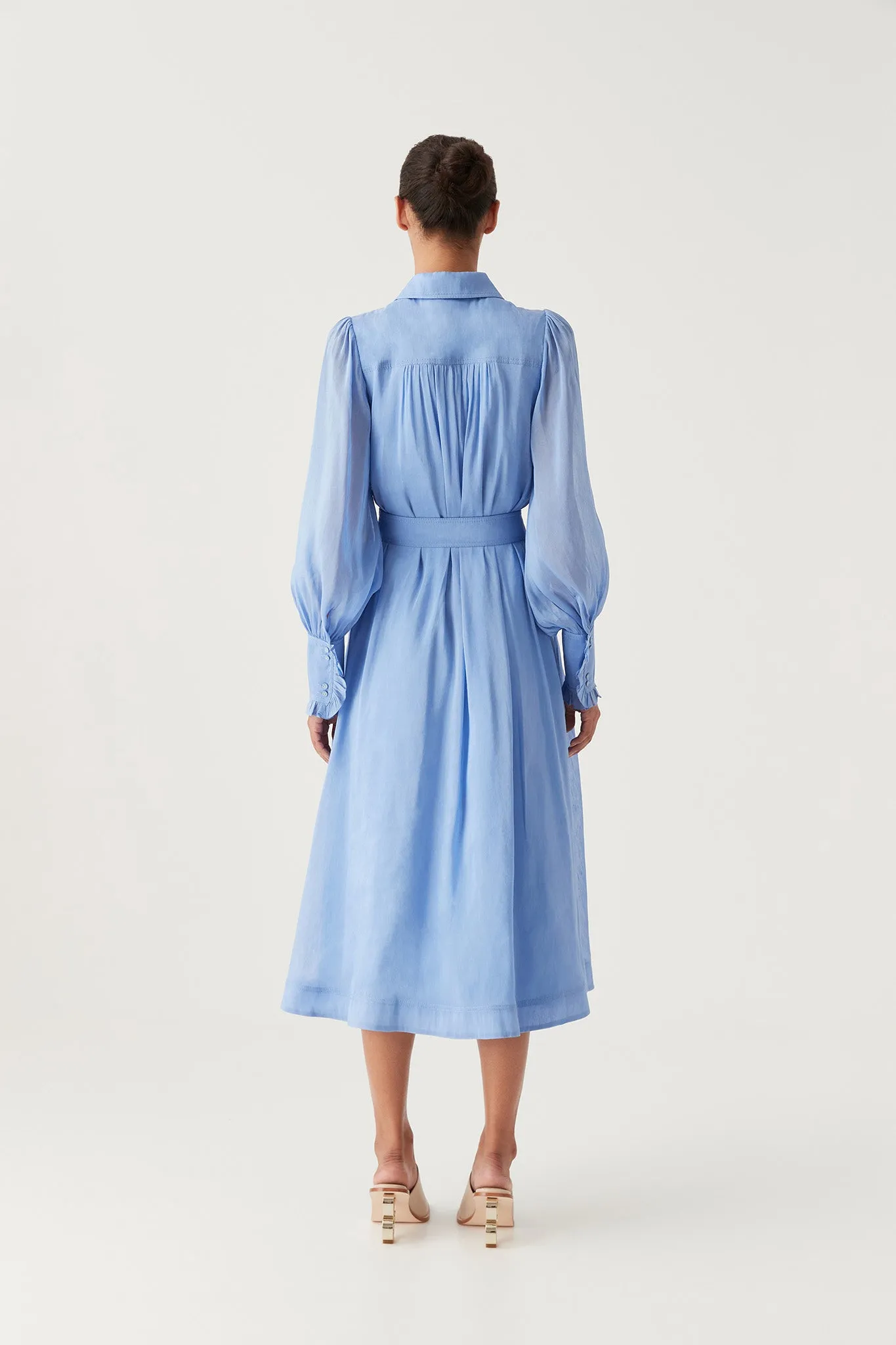 Iris Pleated Bib Midi Dress