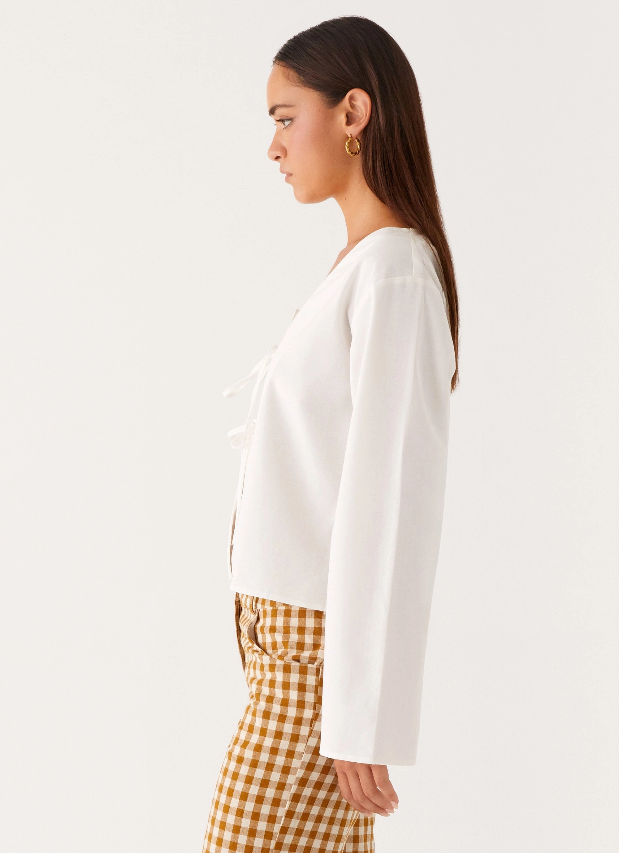 Isabelle Tie Front Top - White