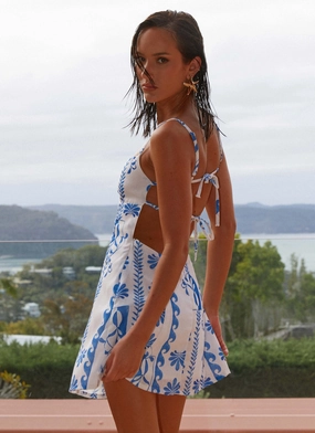 Isra Linen Mini Dress - Floral Wave Isra Linen Mini Dress - Floral Wave