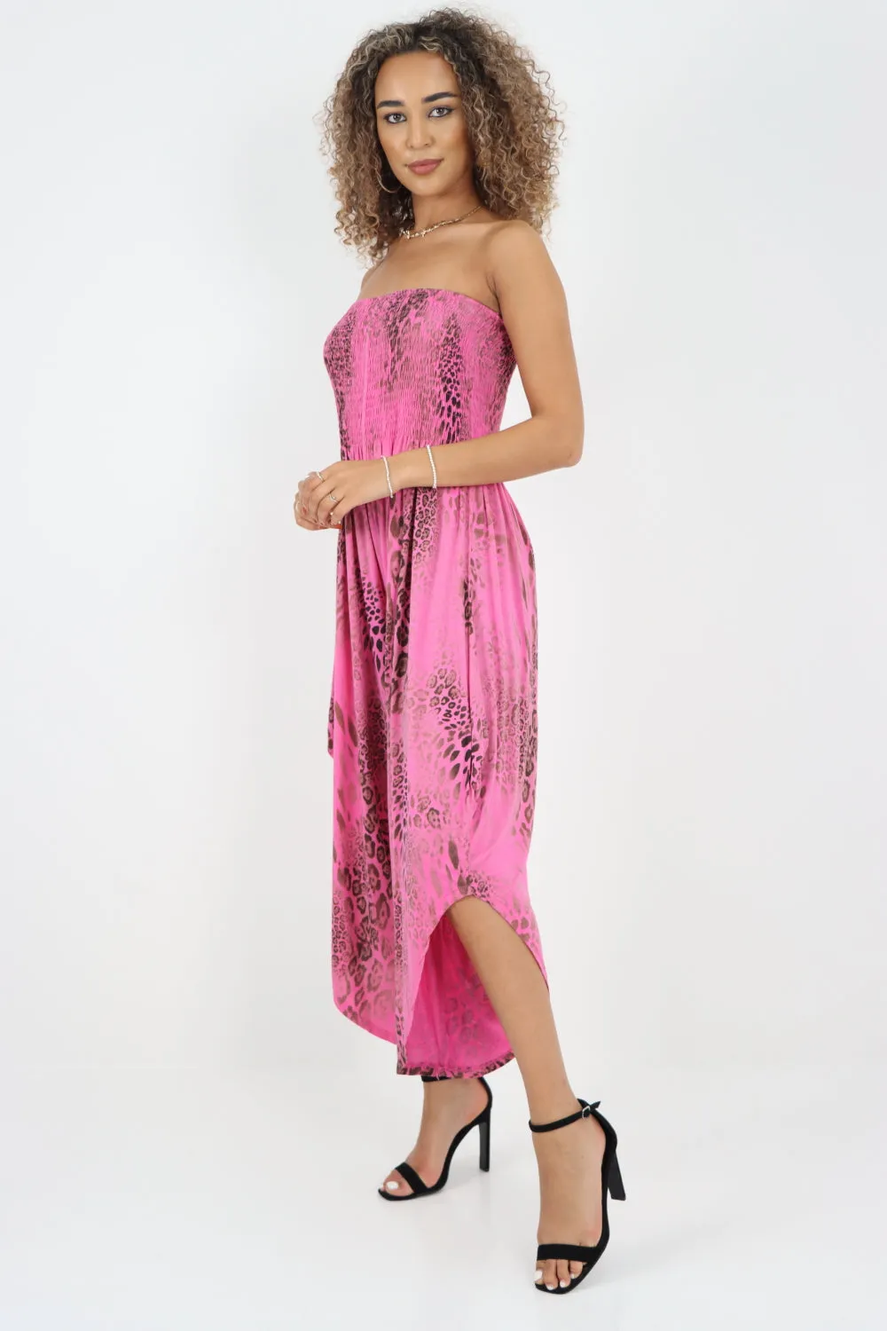 Italian Bandeau Animal Print Jumpsuits