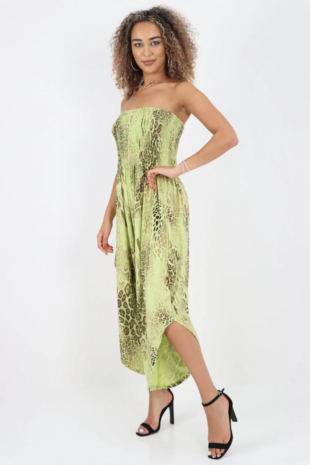 Italian Bandeau Animal Print Jumpsuits