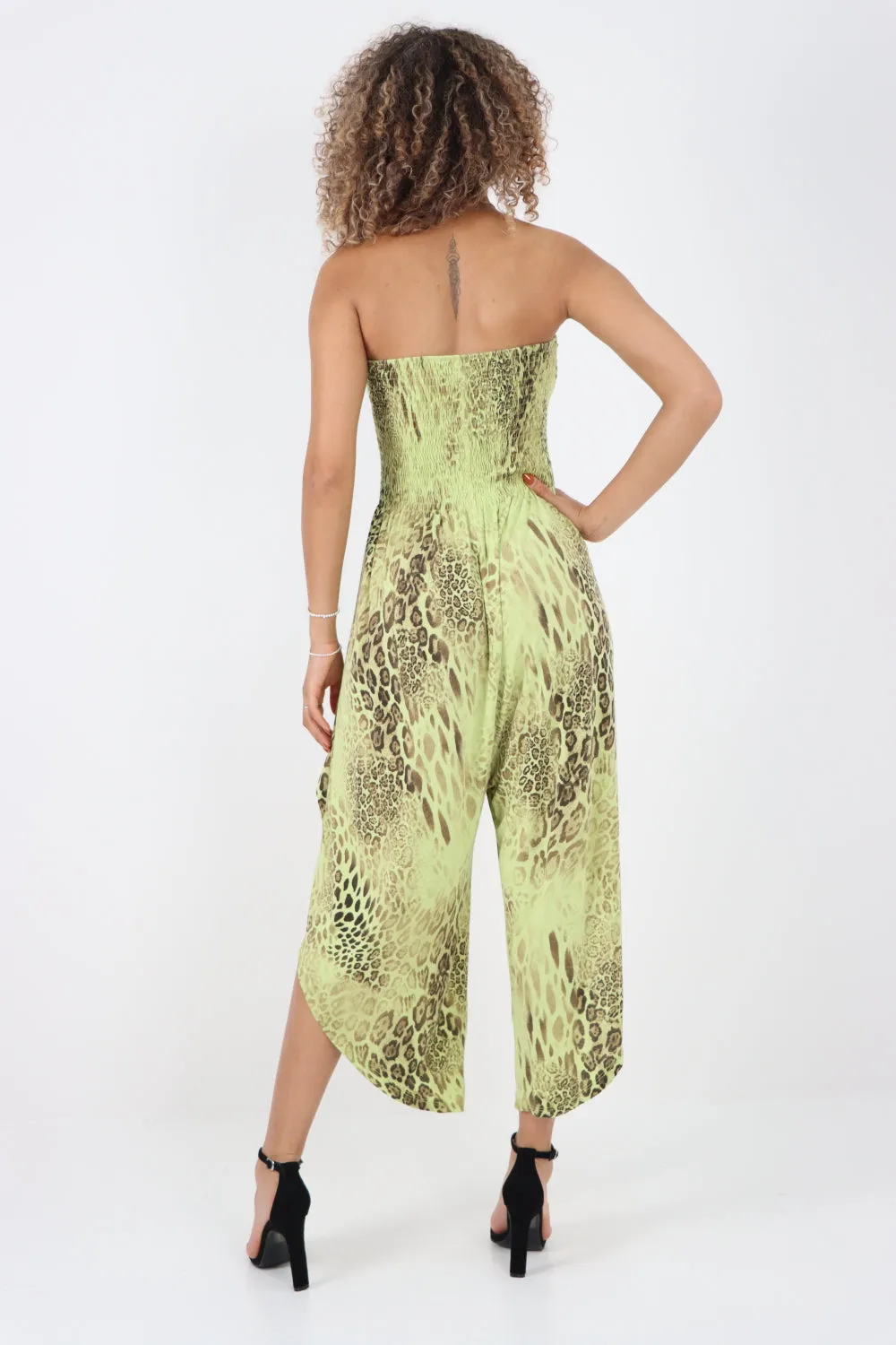 Italian Bandeau Animal Print Jumpsuits