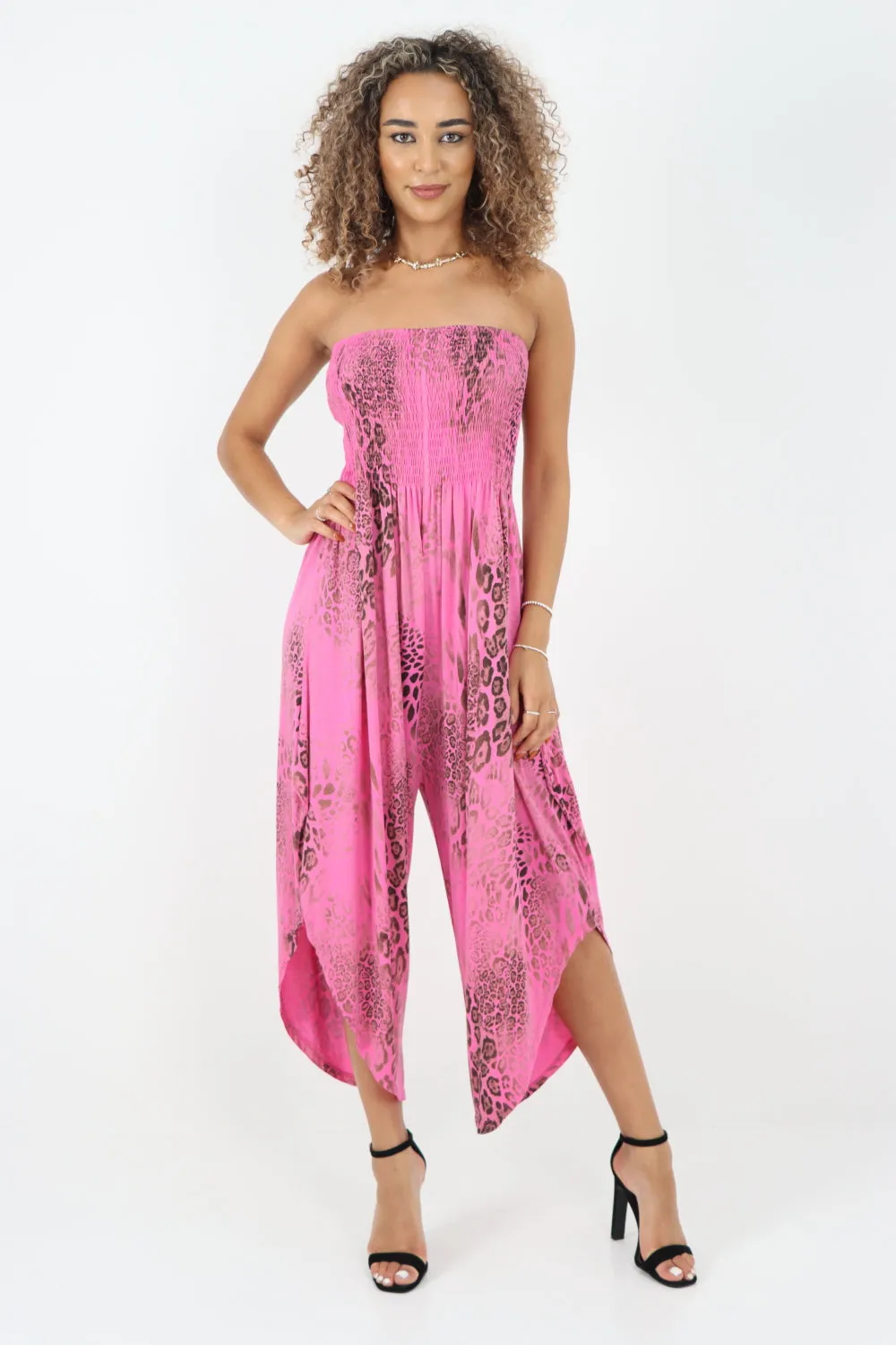 Italian Bandeau Animal Print Jumpsuits