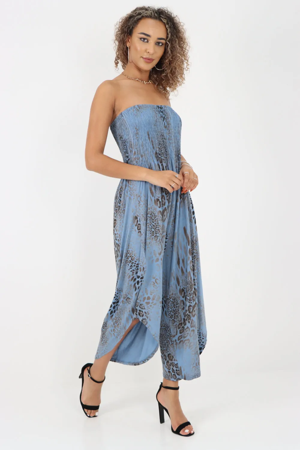 Italian Bandeau Animal Print Jumpsuits