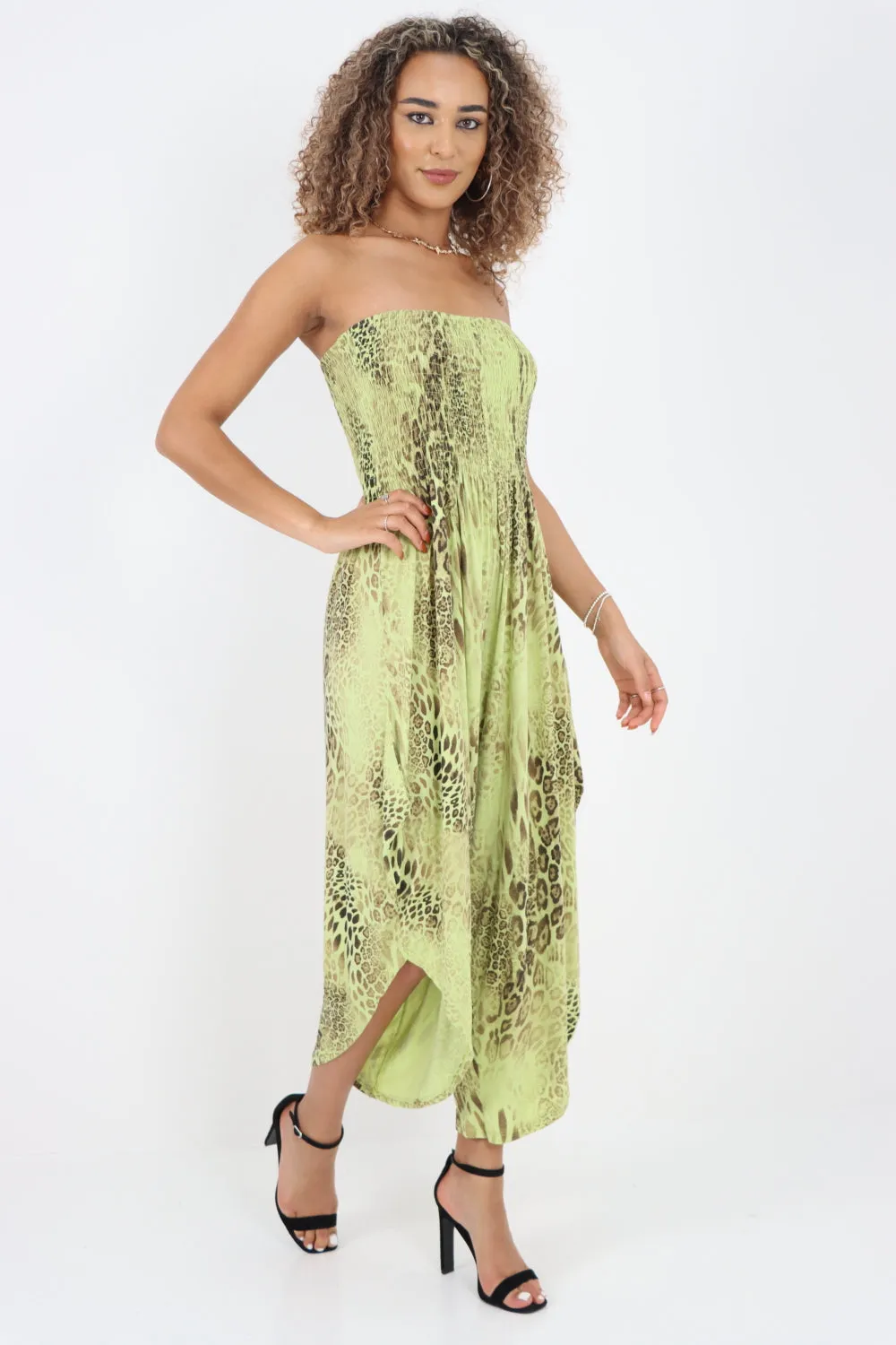 Italian Bandeau Animal Print Jumpsuits