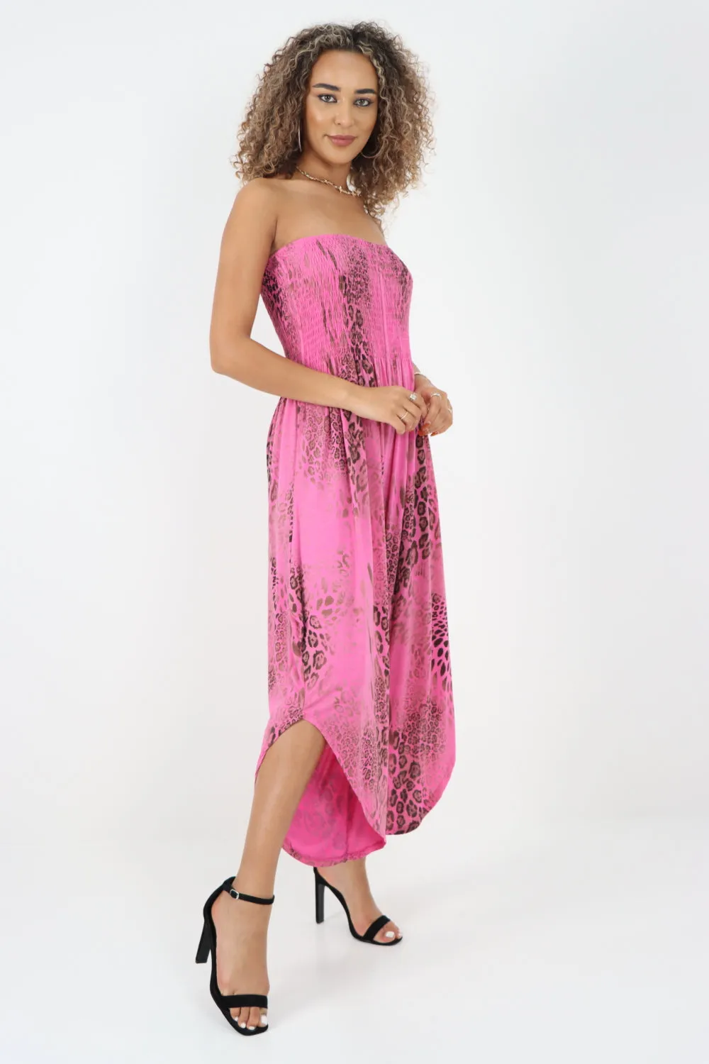 Italian Bandeau Animal Print Jumpsuits