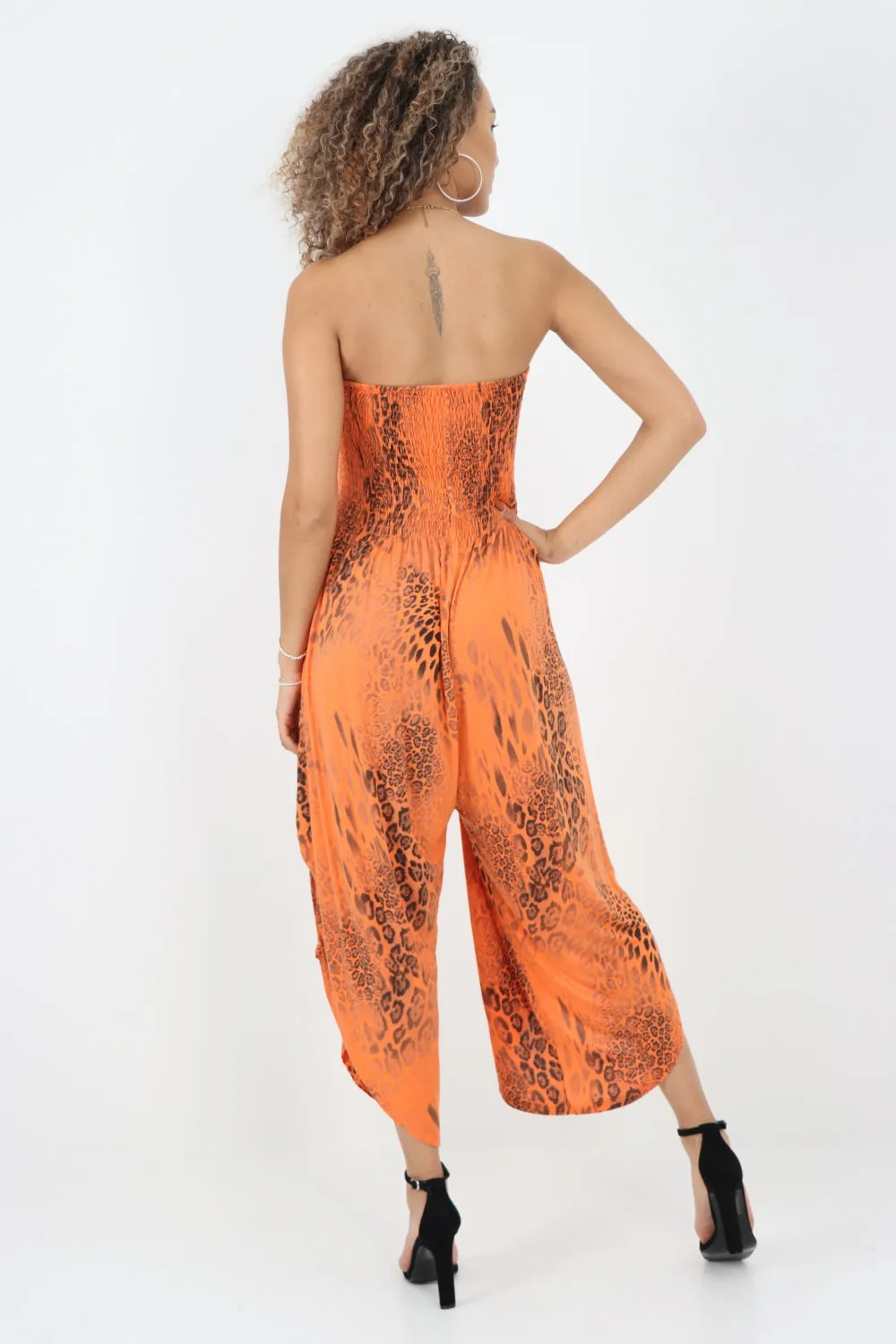 Italian Bandeau Animal Print Jumpsuits