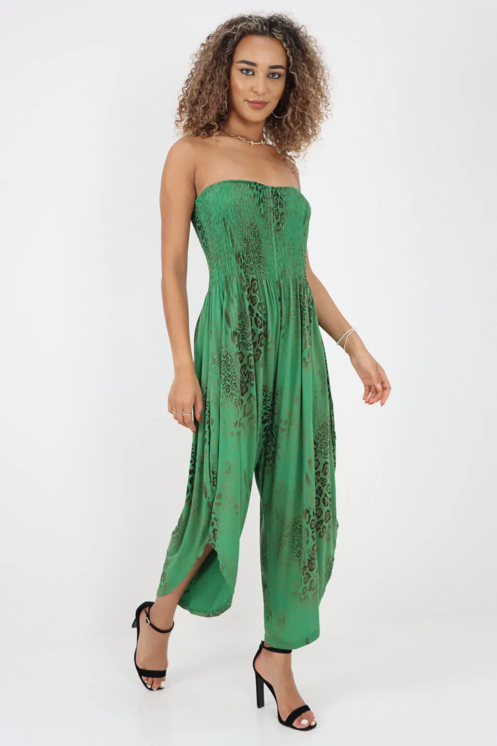 Italian Bandeau Animal Print Jumpsuits
