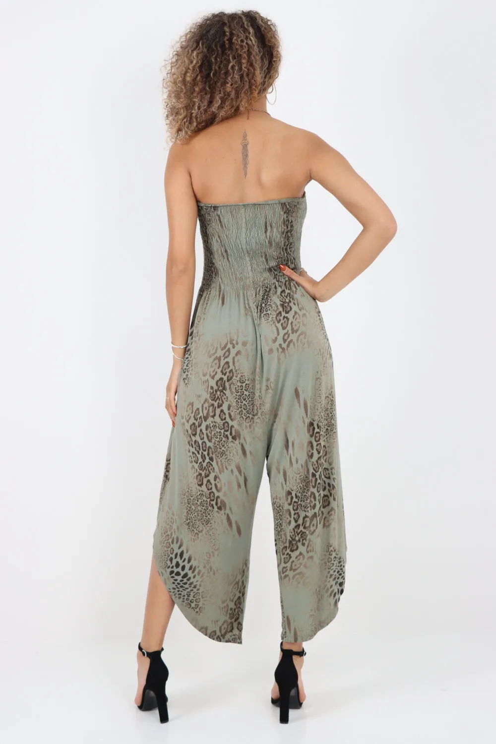 Italian Bandeau Animal Print Jumpsuits