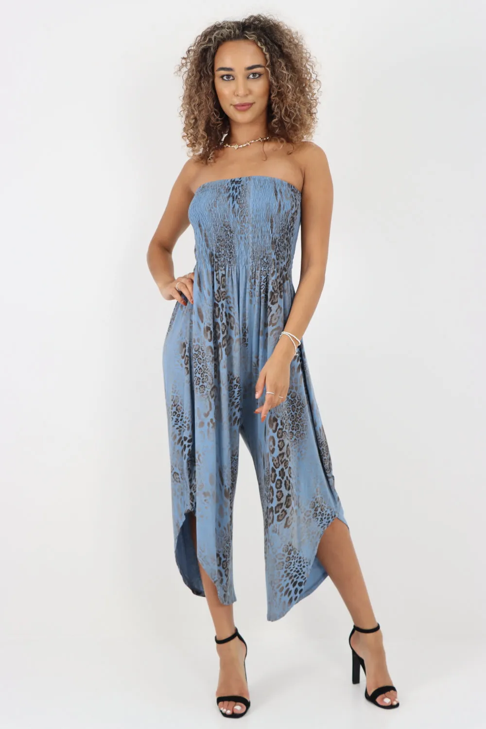 Italian Bandeau Animal Print Jumpsuits