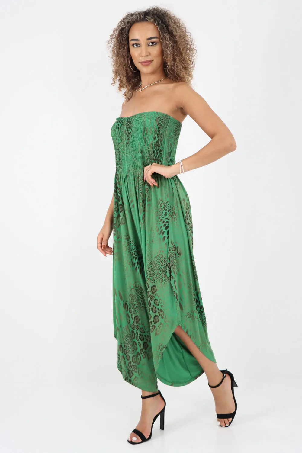 Italian Bandeau Animal Print Jumpsuits