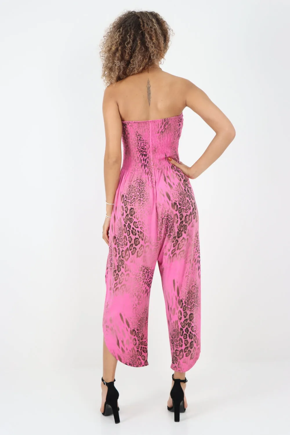 Italian Bandeau Animal Print Jumpsuits