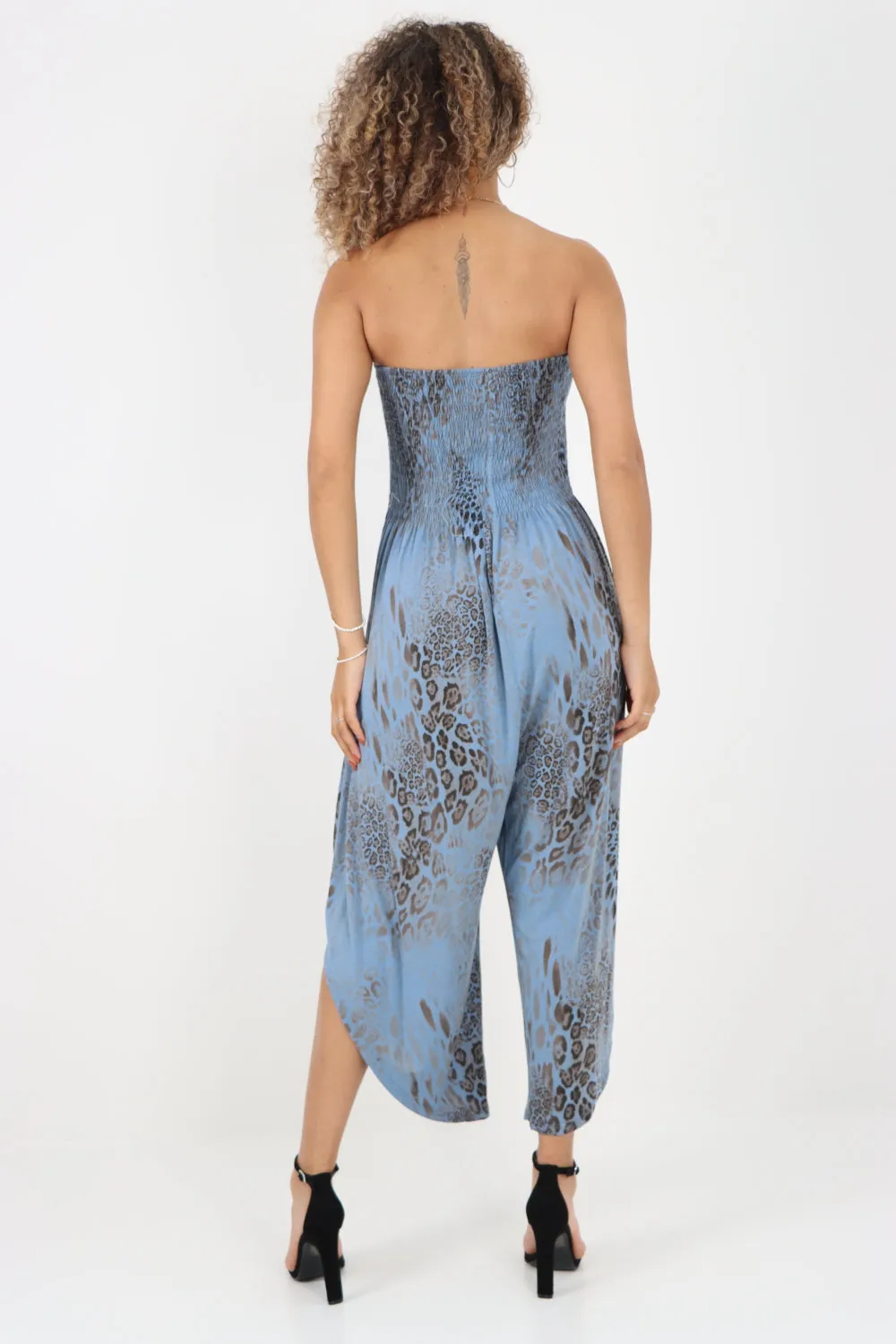 Italian Bandeau Animal Print Jumpsuits