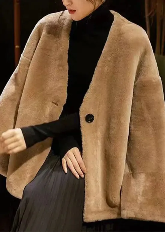 Italian Black V Neck Button Patchwork Wool Coats Winter ML1143