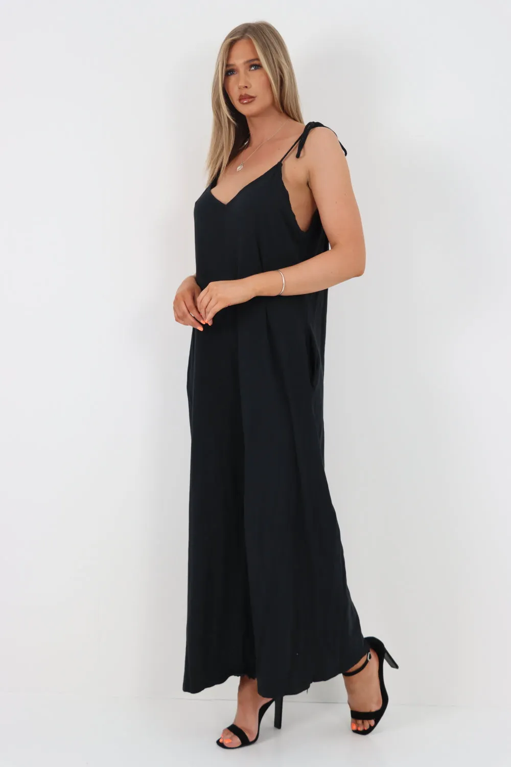 Italian Tie Shoulder Strap Jumpsuits