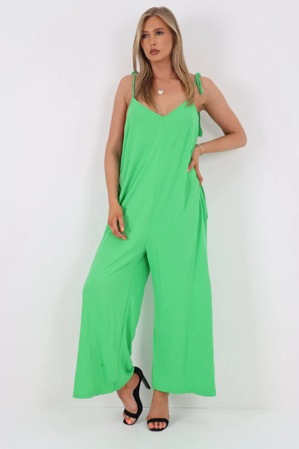 Italian Tie Shoulder Strap Jumpsuits