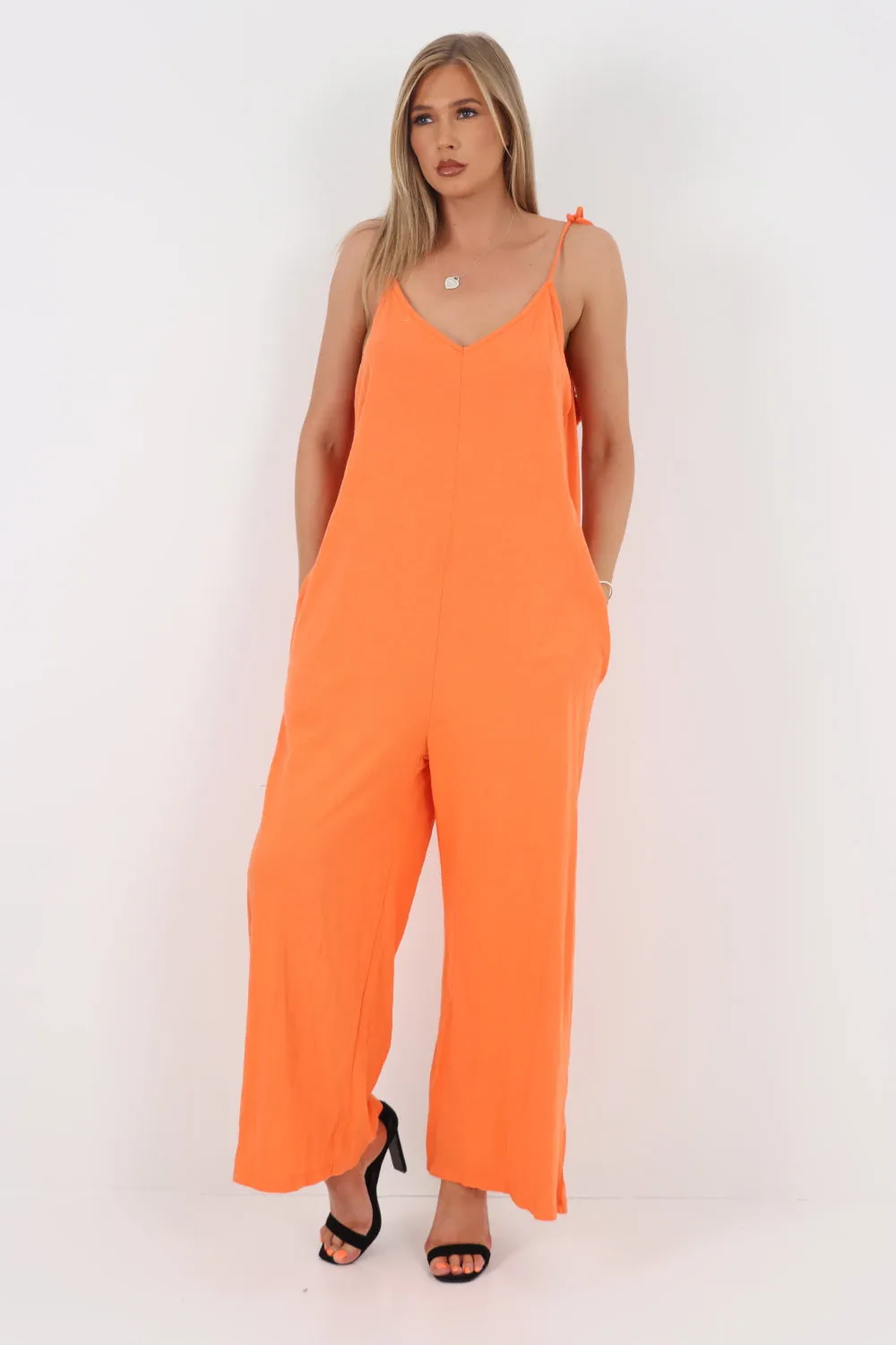 Italian Tie Shoulder Strap Jumpsuits
