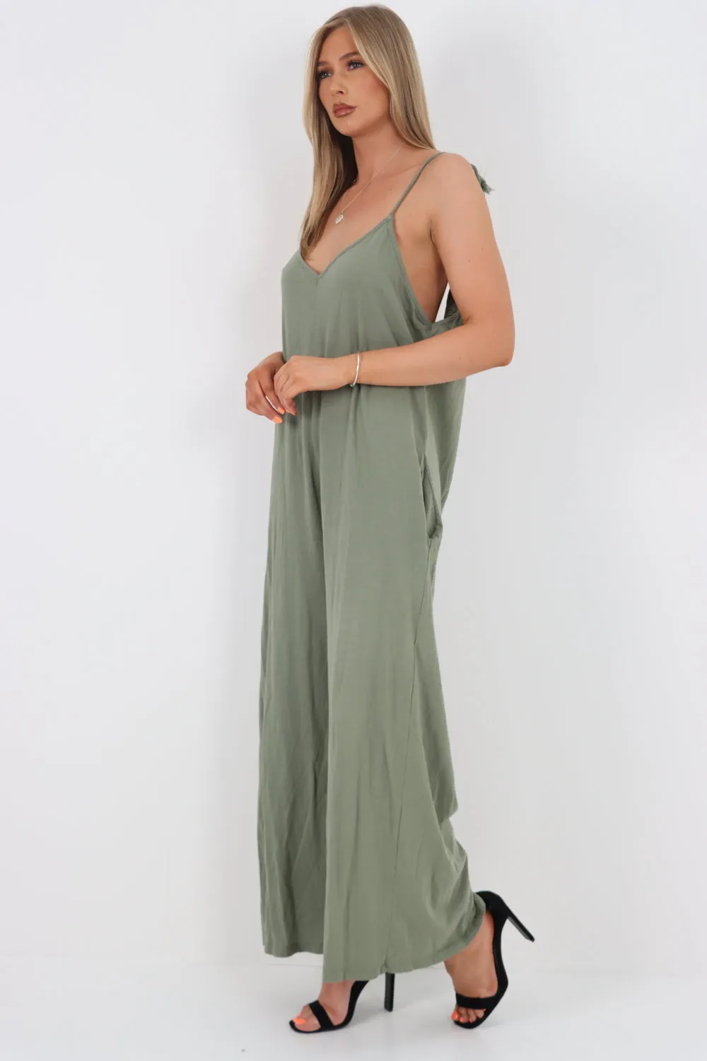 Italian Tie Shoulder Strap Jumpsuits