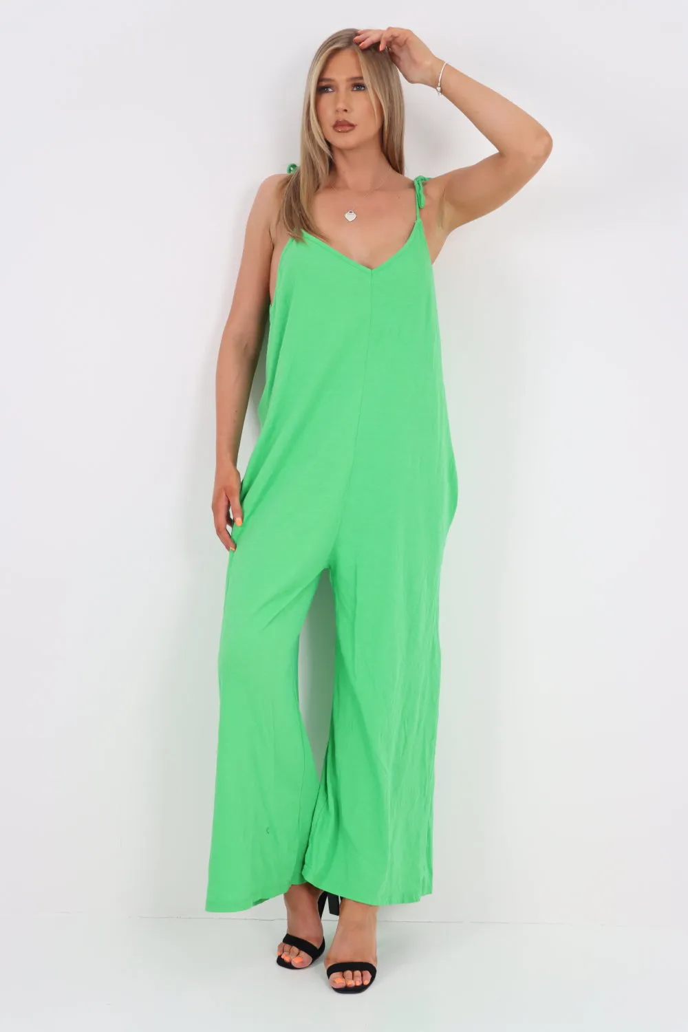 Italian Tie Shoulder Strap Jumpsuits