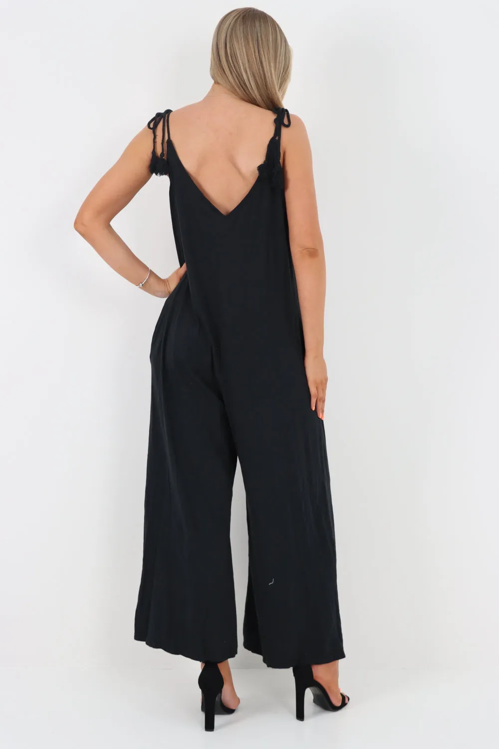 Italian Tie Shoulder Strap Jumpsuits