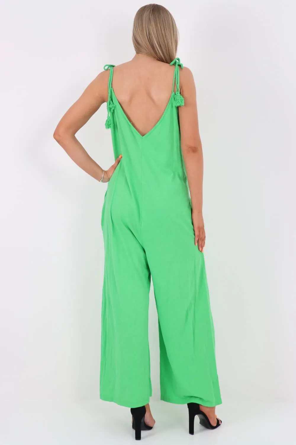 Italian Tie Shoulder Strap Jumpsuits