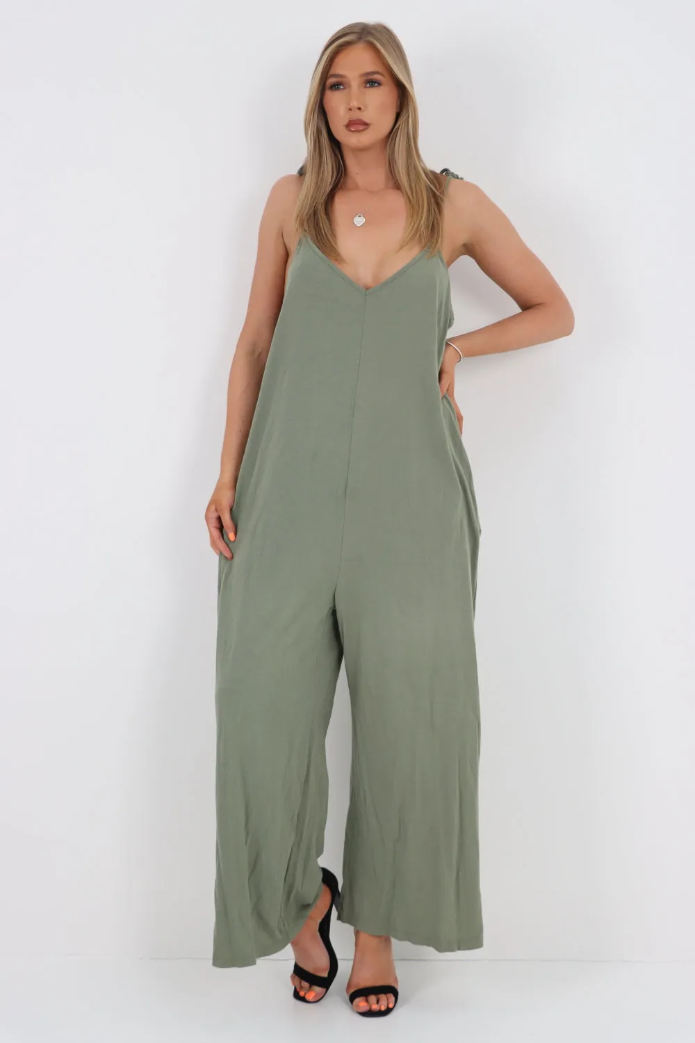 Italian Tie Shoulder Strap Jumpsuits