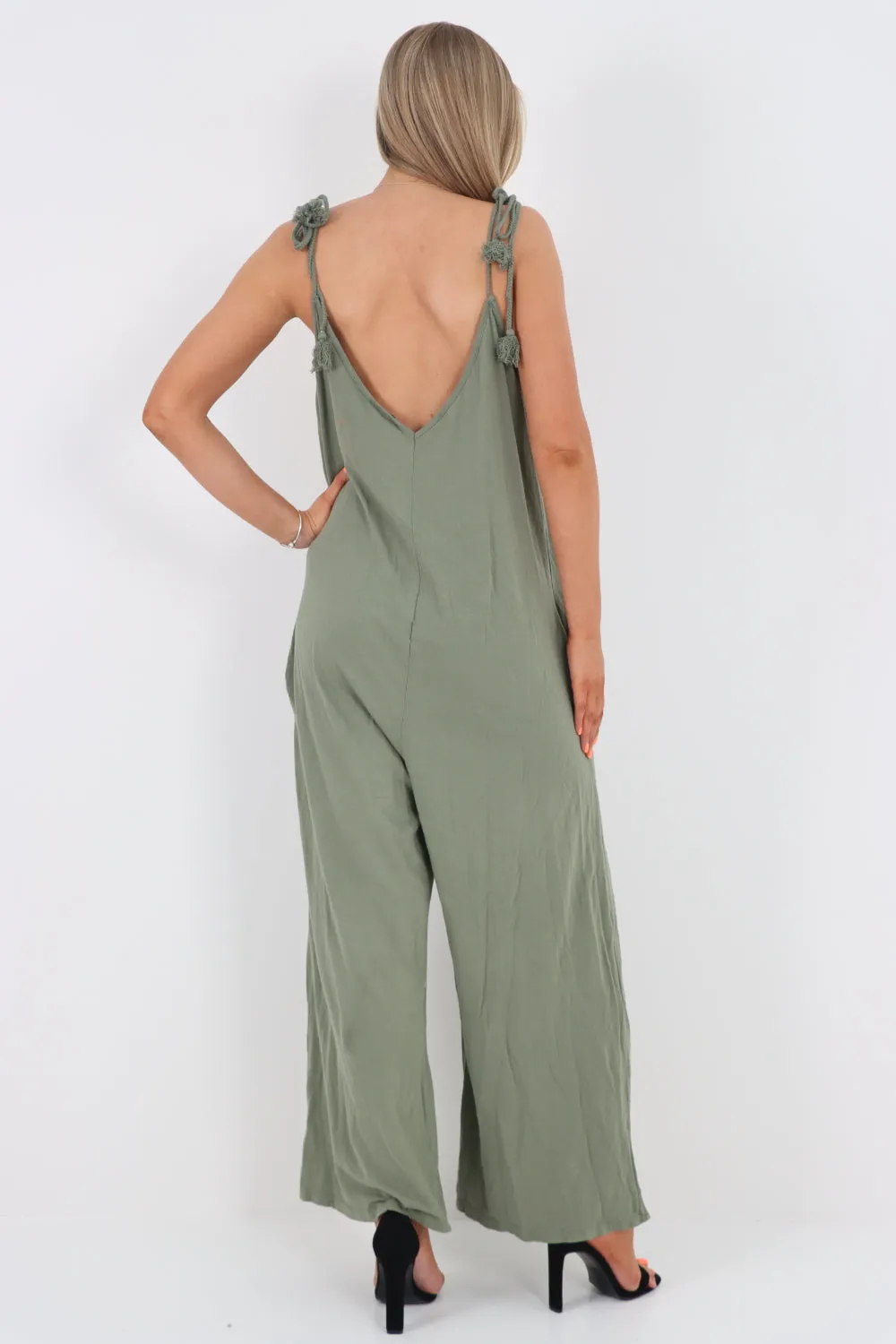Italian Tie Shoulder Strap Jumpsuits